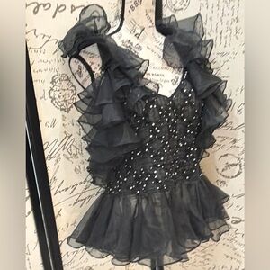 Elegant Black Ruffled Women's Top